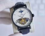 High Quality Omega Moonphase White Dial Watch Black Leather Strap 42mm